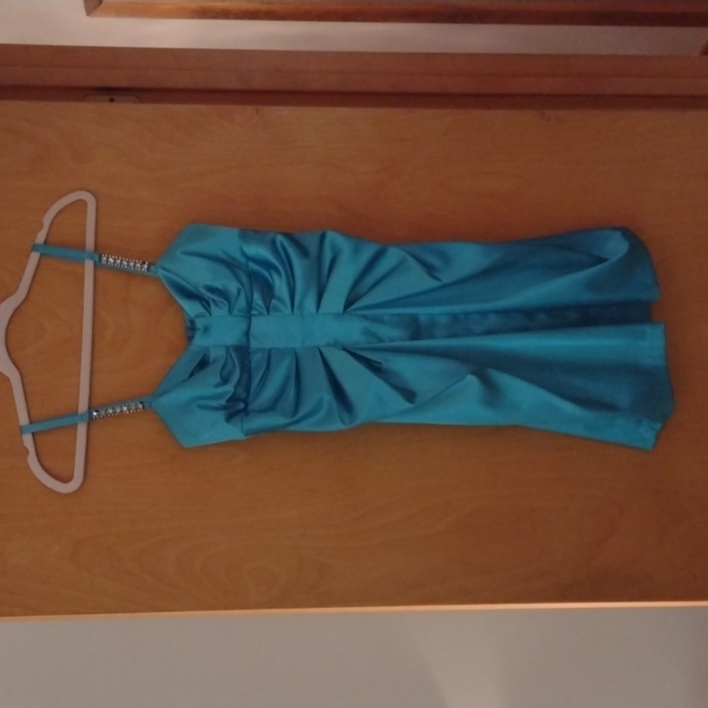 Aqua cocktail mini dress, City Triangles, size 7/8